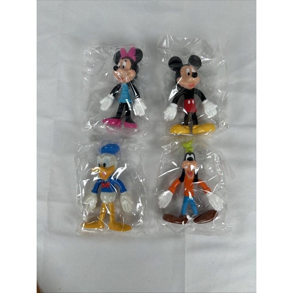 Vintage Kellogg's Walt Disney Set Of 4 Mickey Minnie 4” Rubber Bendable